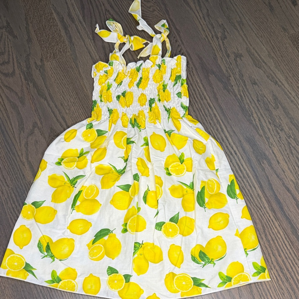Lemon Print Sundress with Tie Straps